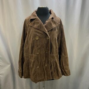 Mossimo Supply Co. Corduroy Pea Coat Womens 1 Brown Double Breasted Notch Lapel